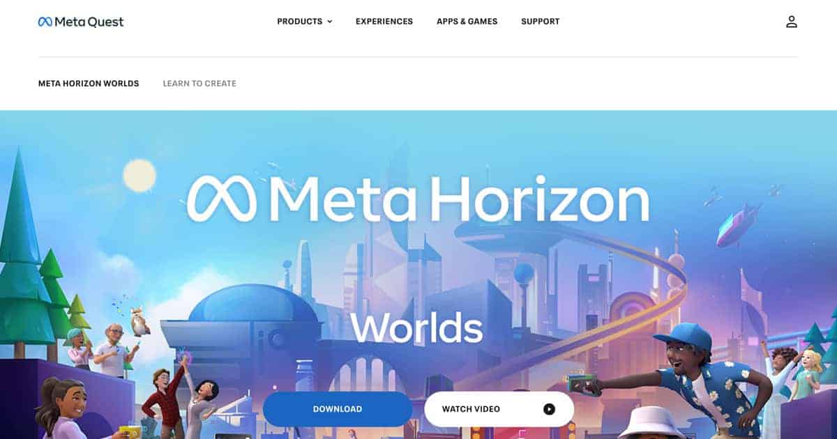 Meta Horizon Worlds Homepage
