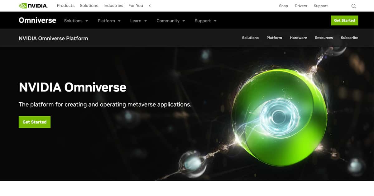 Nvidia Omniverse Homepage