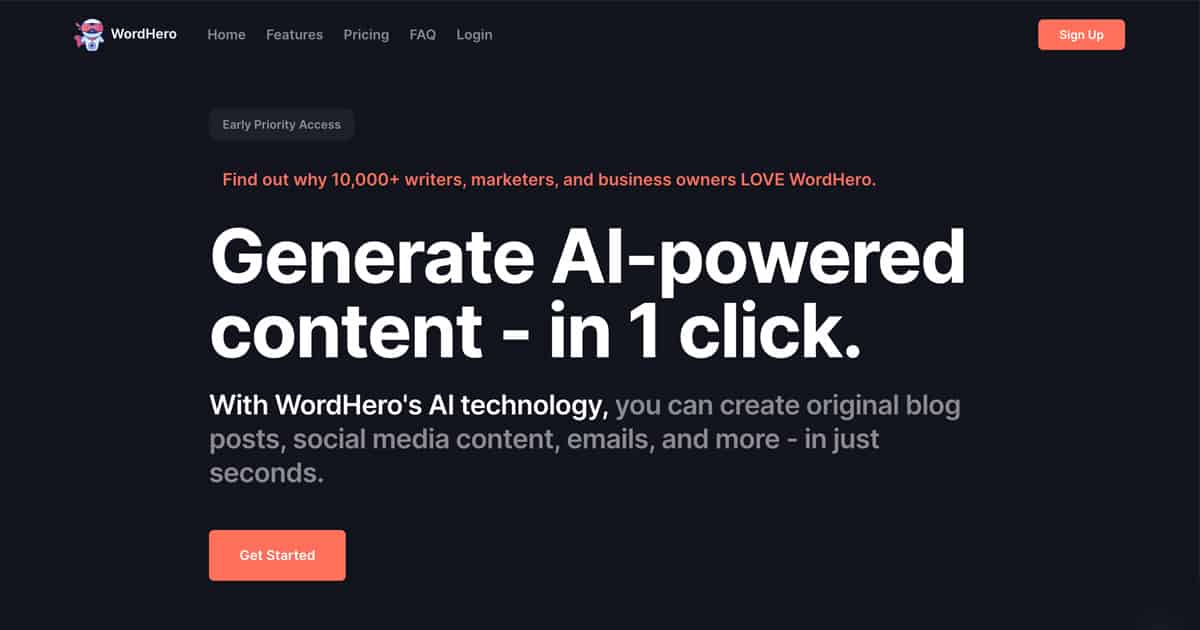 WordHero Homepage