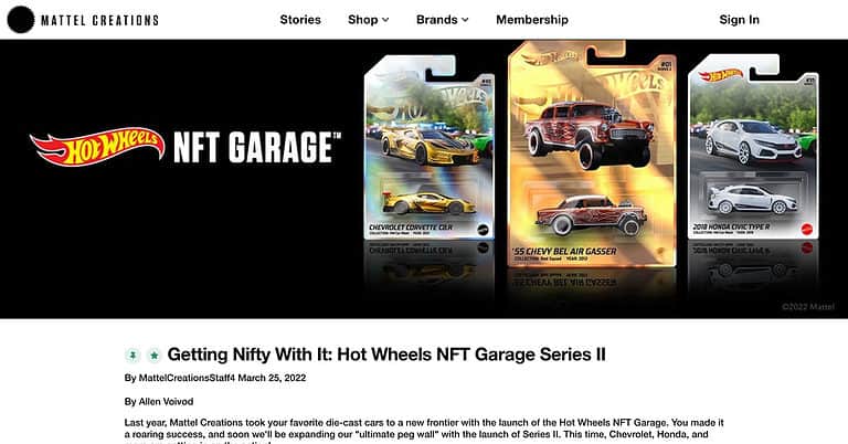 Mattel Creations Hot Wheels NFT Garage