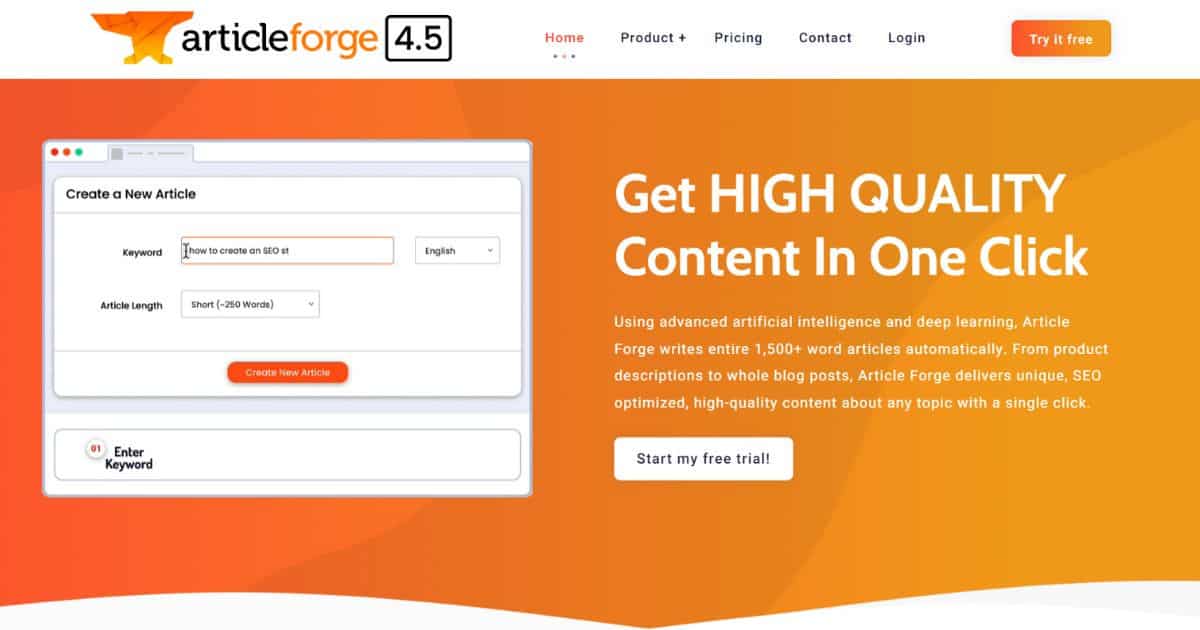 Article Forge Home Page