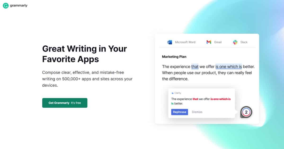 Grammarly Home Page