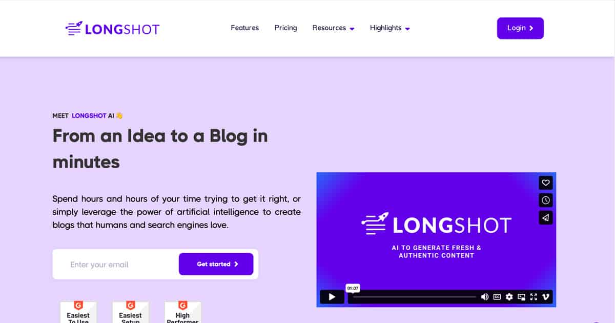 LongShot AI Home Page