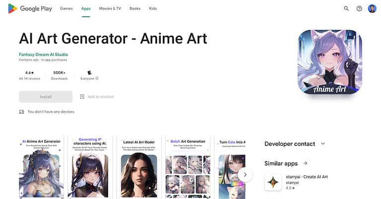 AI Art Generator Anime Art Homepage