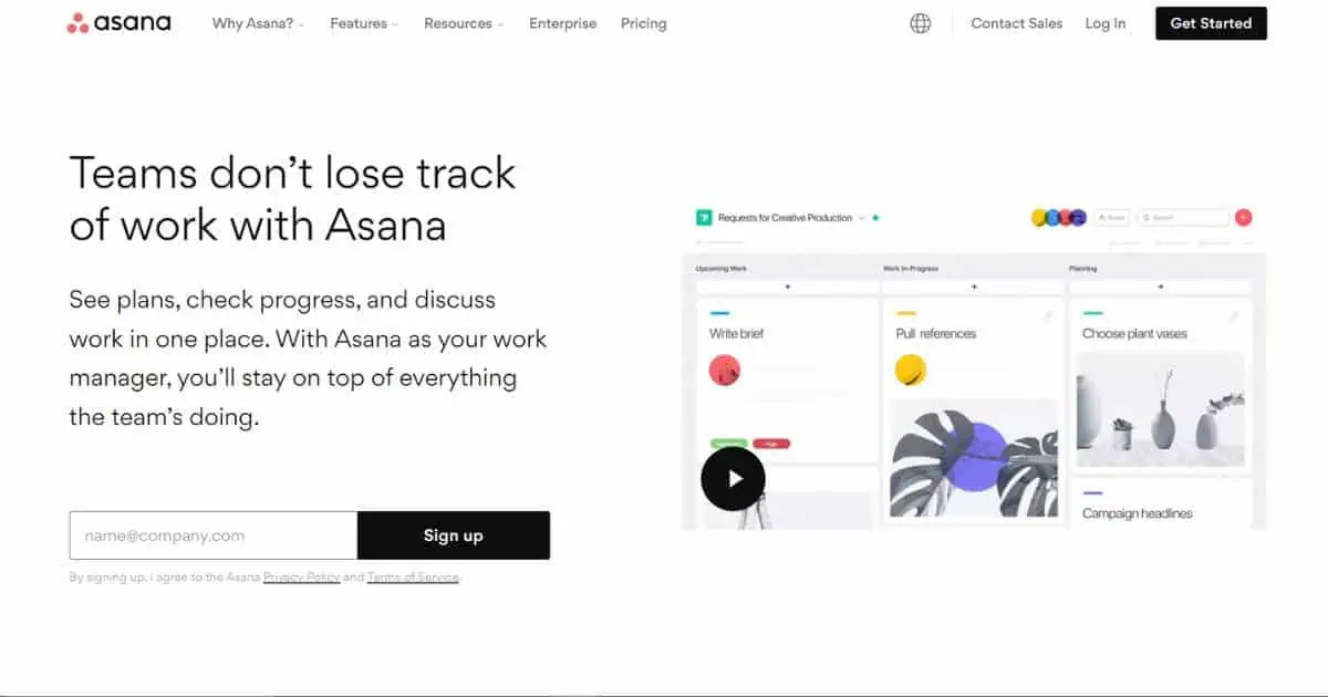 Asana Homepage
