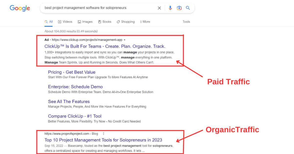 Organic vs Paid Traffic Google