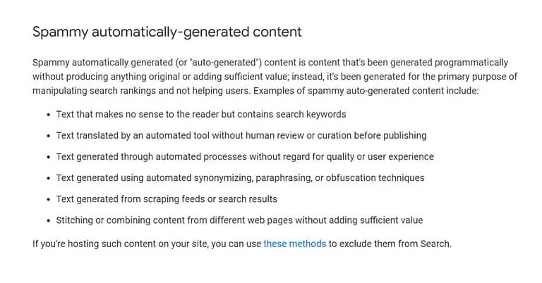Spammy Automatically Generated Content