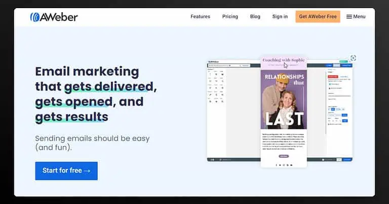 Aweber Homepage Best Autoresponder for Affiliate Marketing