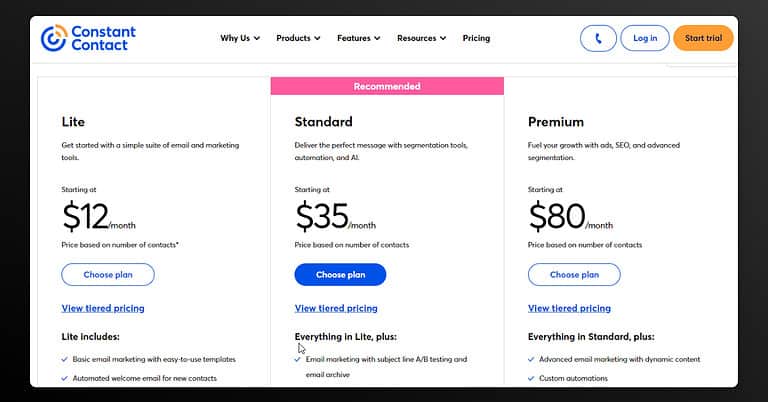 Constant Contact Pricing Plans
