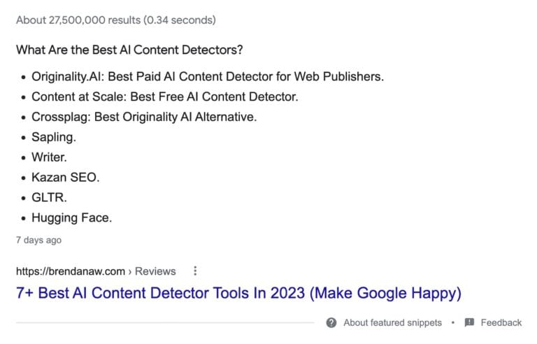 Brendan Aw Featured Snippet Example