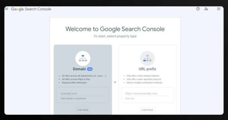 Enter Website URL Google Search Console