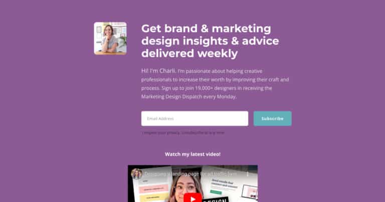Marketing Design Dispatch Newsletter Landing Page