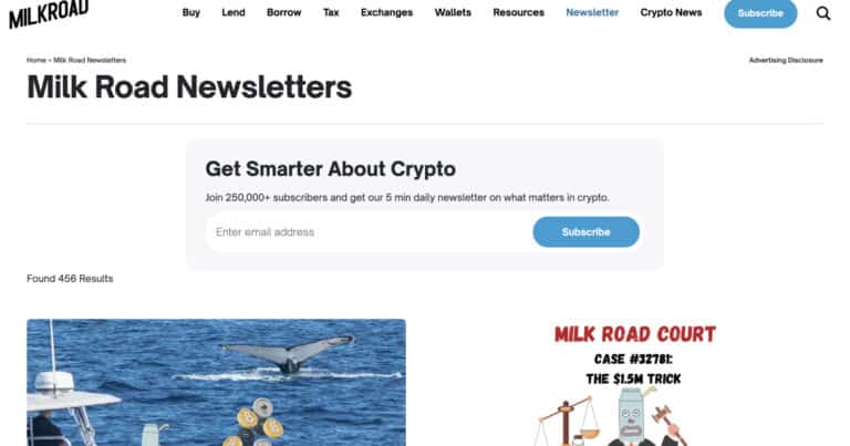MilkRoad Newsletter Landing Page