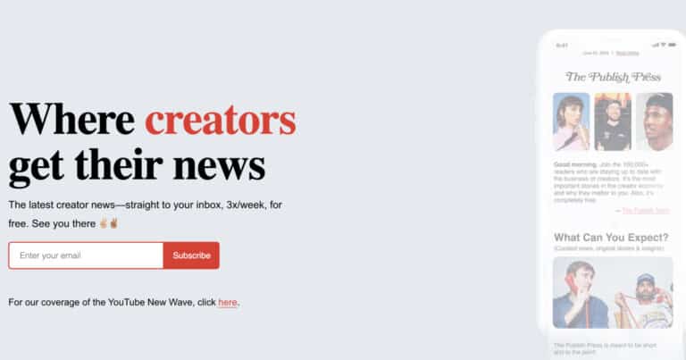 The Published Press Newsletter Landing Page