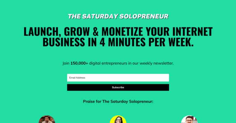 The Saturday Solopreneur Newsletter Landing Page
