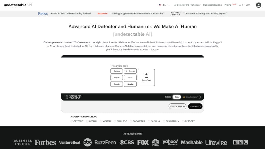 undetectable ai homepage 2024