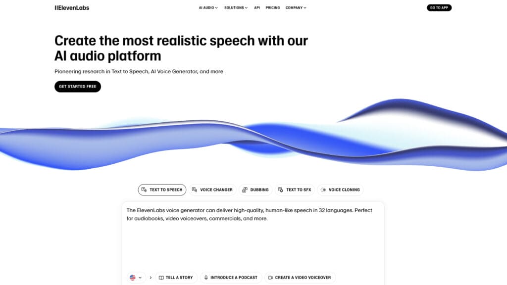 eleven labs homepage 2025