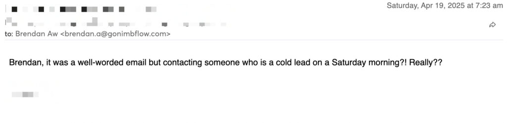 unhappy lead saturday email